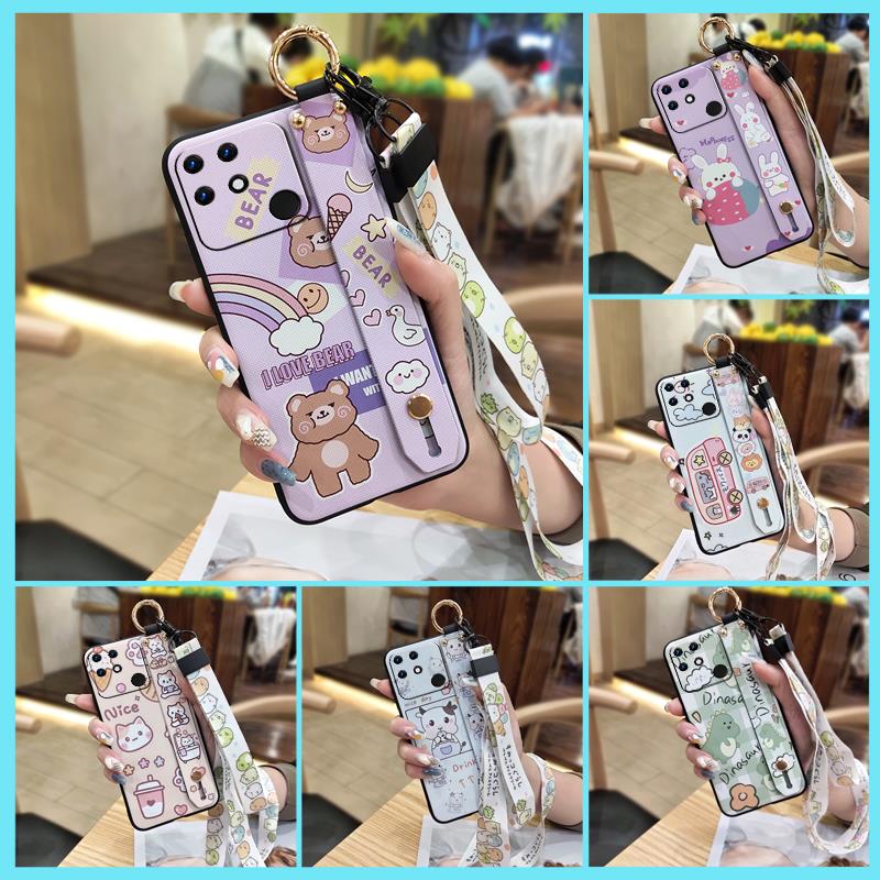 Cute Lanyard Phone Case For OPPO Realme Narzo 50A Shockproof Anti-dust Phone Holder Protective Dirt-resistant Back Cover