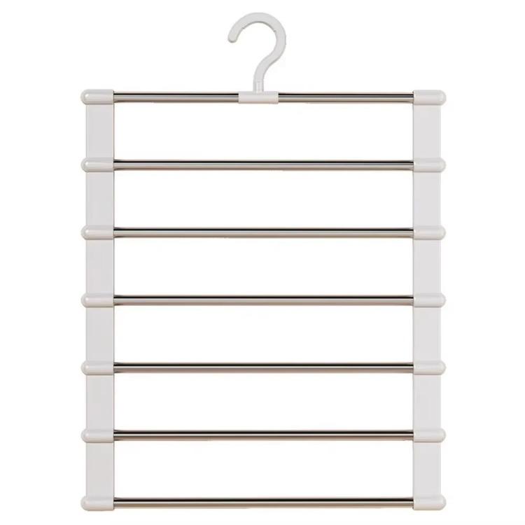

Multi-Layer Pants Hanger Space Saving Closet Organizer Foldable Trousers Clothes Rack Wardrobe Storage with Non Slip Clips opp bag