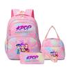 Girls' Group Printed Backpack, Teenage Girl Student Schoolbag, Children'S Large-Capacity Schoolbag Three-Piece Set