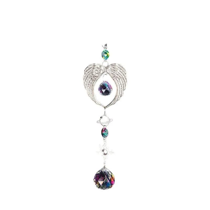 Crystal Angel Wings Wind Chime Sun Catcher Diamond Prisms Pendant Hanging Decoration Dream Catcher Home Garden Decor Windchime