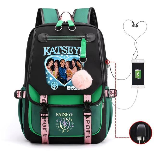 2026 New Katseye Kpop Print Backpack Teen Students Casual Daypack Lightweight Large-Capacity Travel Bookbag