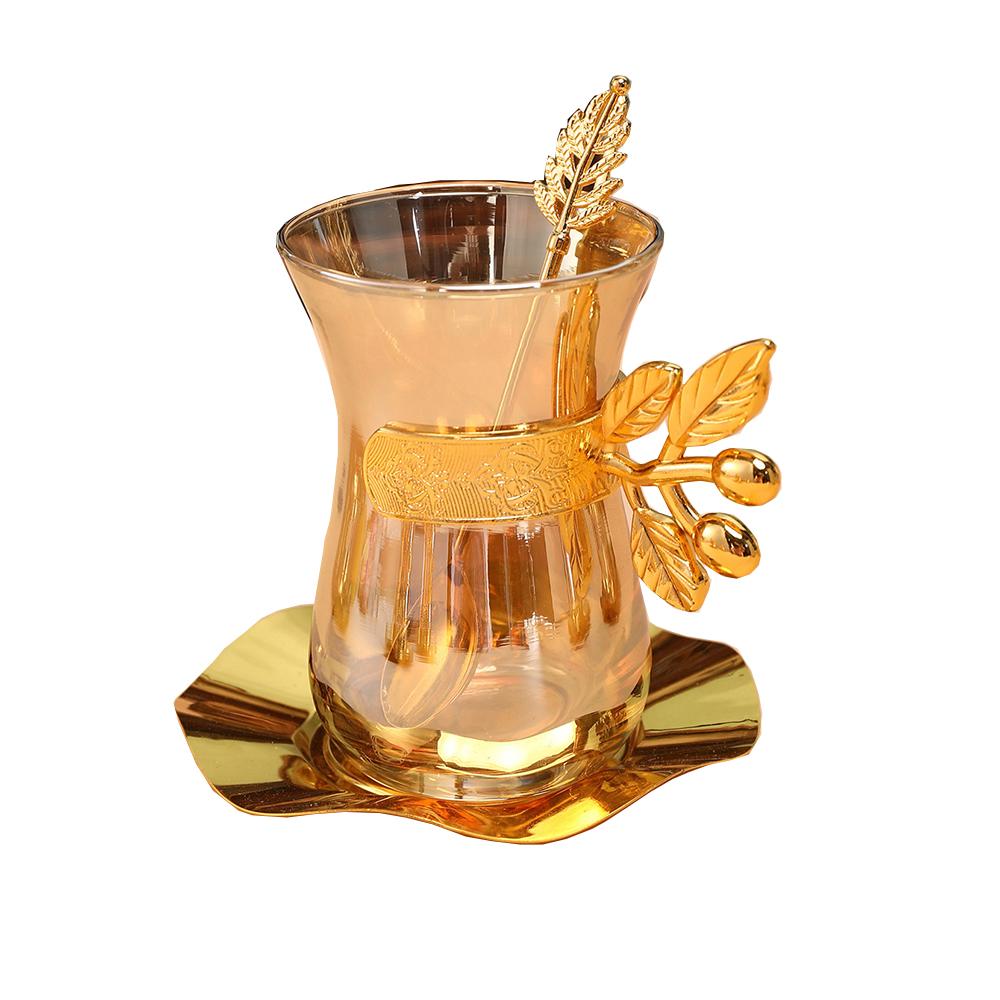 Türkiye featured coffee cup saucer sets, European style household Dim sum dish coffee mug with spoon, 6 cups, 6 plates, 6 spoons