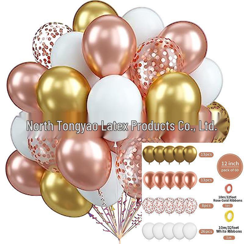 60-Piece 12" Vintage Color Glitter Balloon Set for Birthday Parties