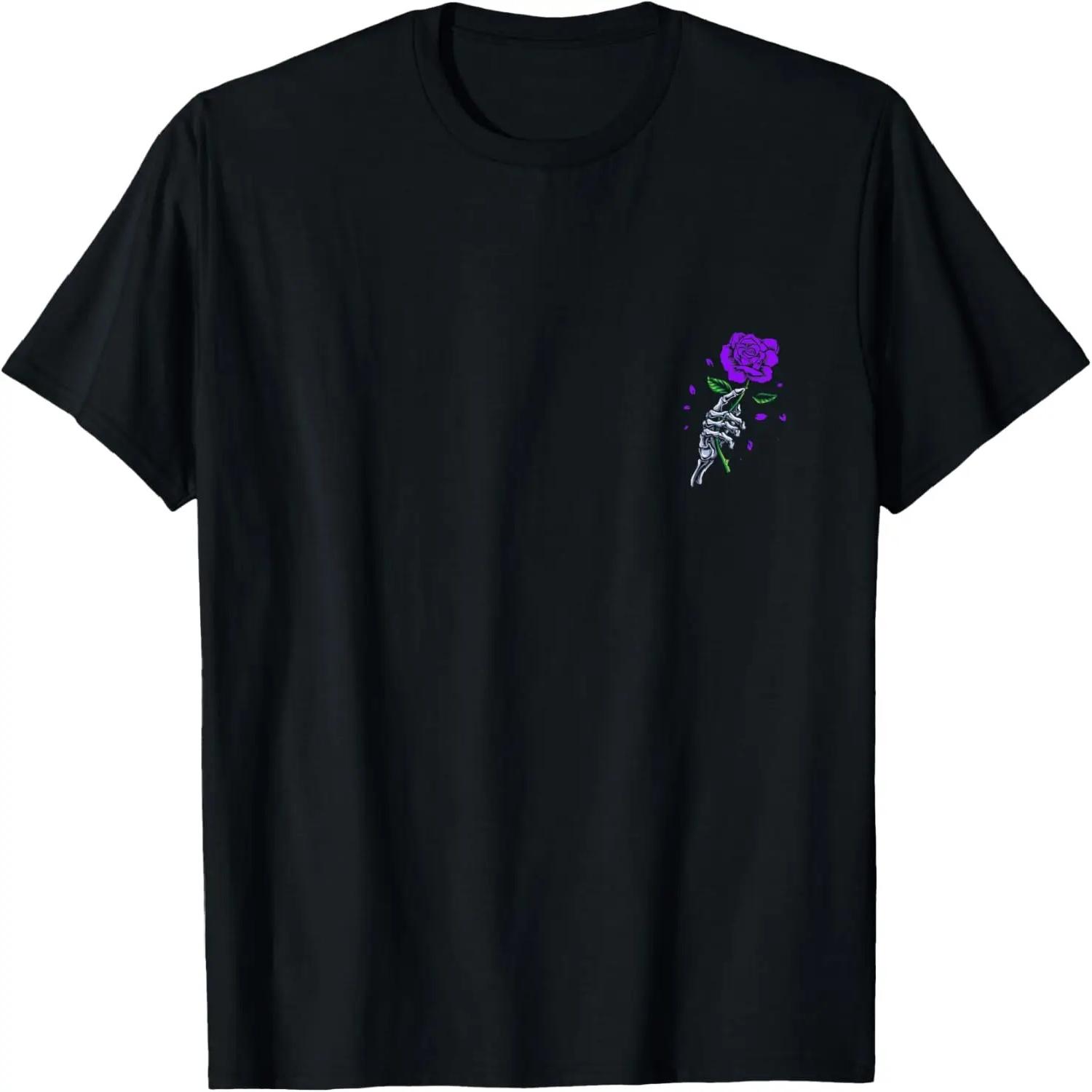 Purple Skeletal Last Rose Purple Color Graphic T-Shirt XXXXL