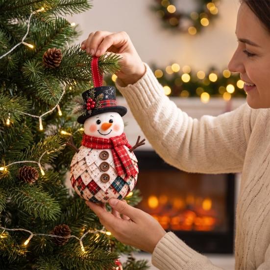 DIY Projects for Winter Festivals Patchwork Ornament Kit Christmas Holiday Decoration, Decorative Fabric Craft Set with Traditional Patterns Seasonal
