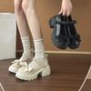 White Thick Heel Thick Sole Mary Jane Small Leather Shoes Women's New Autumn Retro Light Mouth Single Shoes