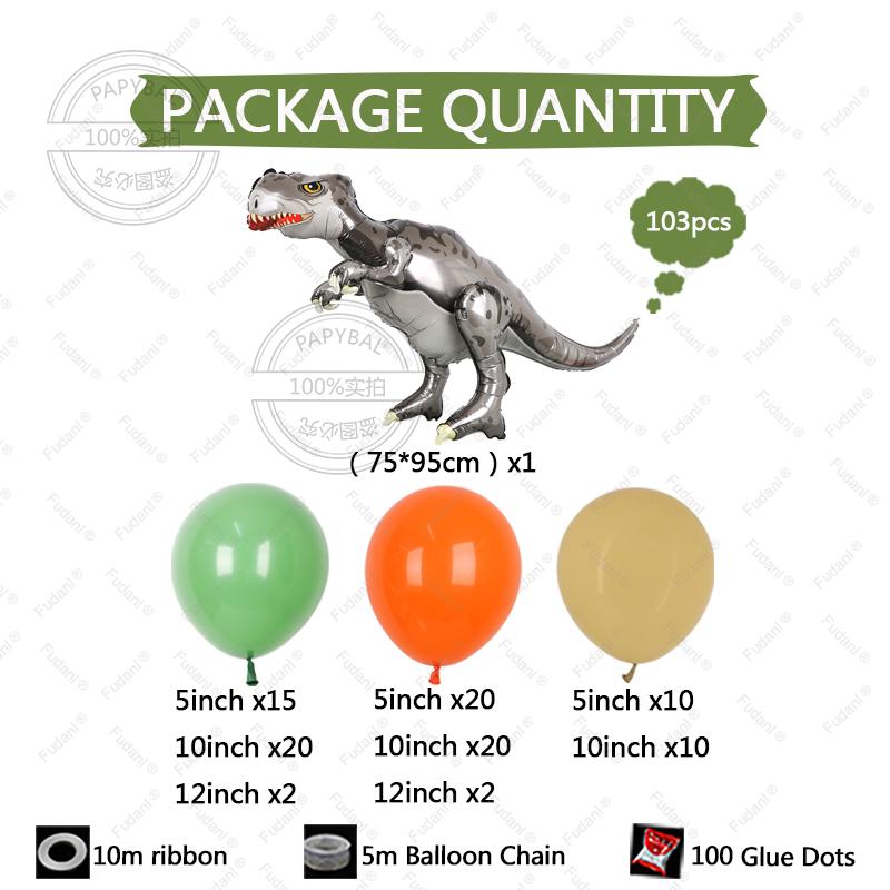 103pcs Animal Dinosaur Balloon Arch Set Orange Green Latex Ball Birthday Party Decor Supplies Forest Wedding Decor