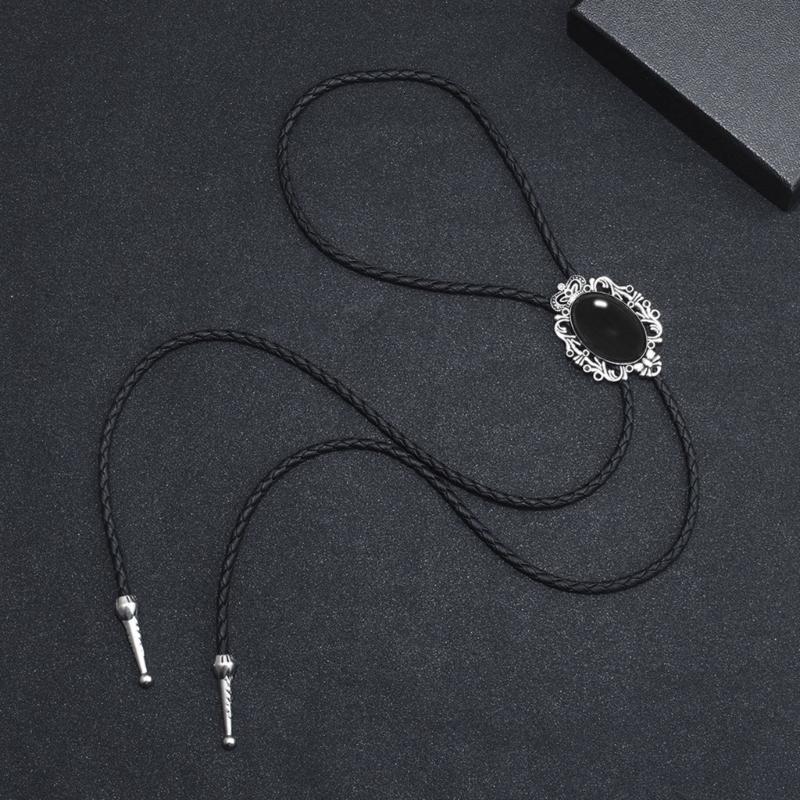 1pc/3PCS Bolo Tie for Male Western Cowboy Style Necktie with Gemstones Buckle Ornaments Masquerades Costume Supply