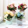 BLOSMON Small Artificial Flowers in Vase 4 Pcs Fake Flowers Centerpieces for Dinning Table Floral Arrangements with Vases Bathroom Accessories Office