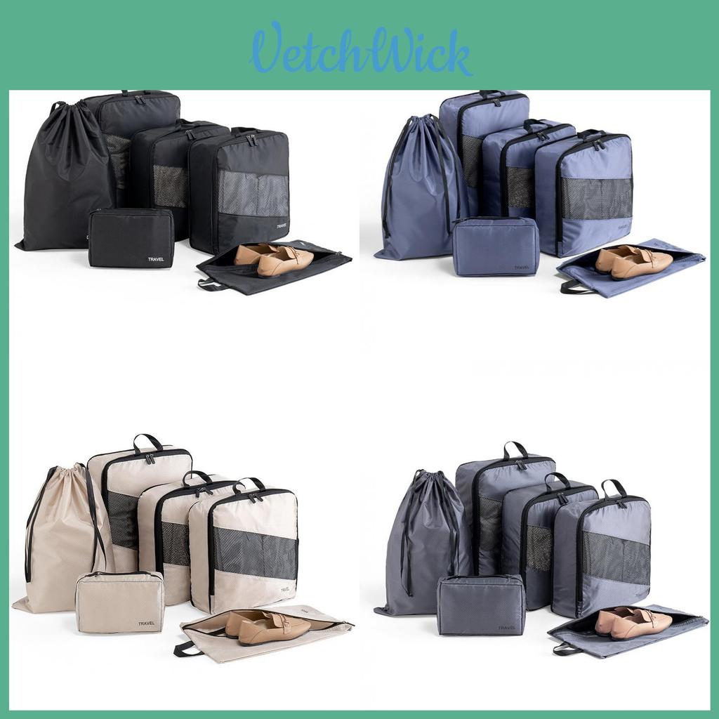 Travel Dream Sixpiece Lattice Storage Bag With Waterresistant Polyester For Packing And Organization
