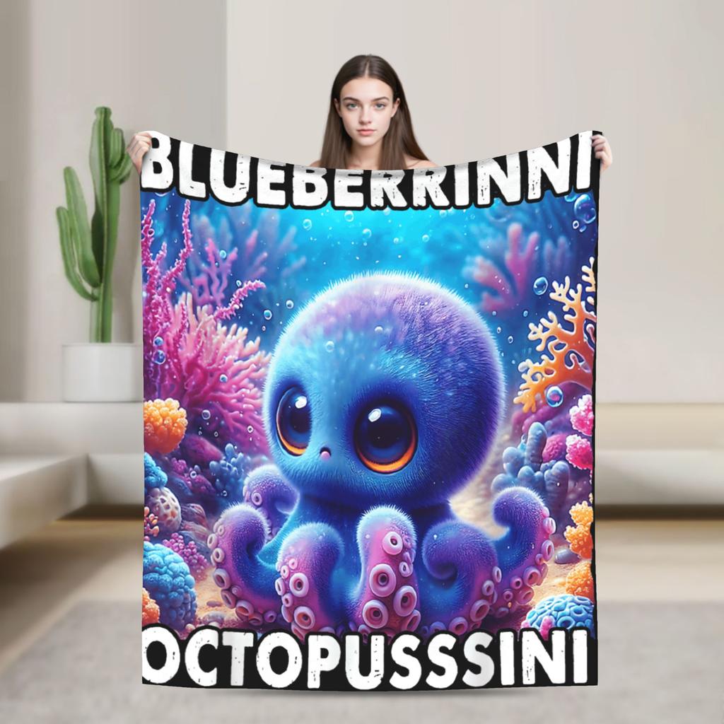 Italian Brainrot Cappuccino Assassino Fun Cappuccino Meme Blanket Soft Funny Plush Throw Blanket For Flannel Bedspread Bed Cover