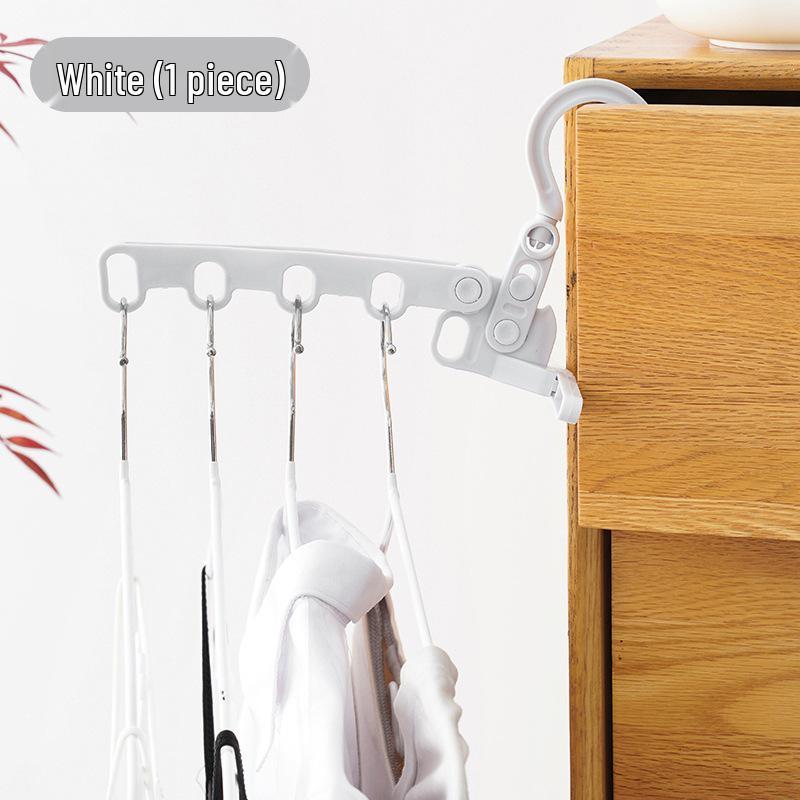 Five-Hole Foldable Portable Clothes Hanger: Multi-Functional No-Punch Indoor Drying Rack for Business Trips