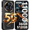 OUKITEL WP35 Pro Smartphone Robuste 5G 36Go+512Go 6.6" FHD+ 11000mAh 64MP Caméra Telephone Incassable Android 14 Dual SIM/NFC, Or