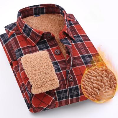 Camicia in cotone autunno/inverno tendenza plaid in lana di agnello spessa calda per uomo