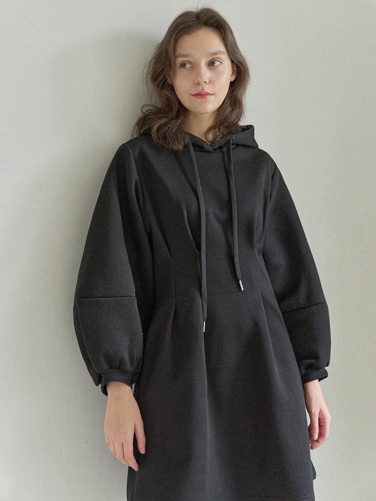 Avang Hood Fit And Flare Mini Dress - Black (Fleece)