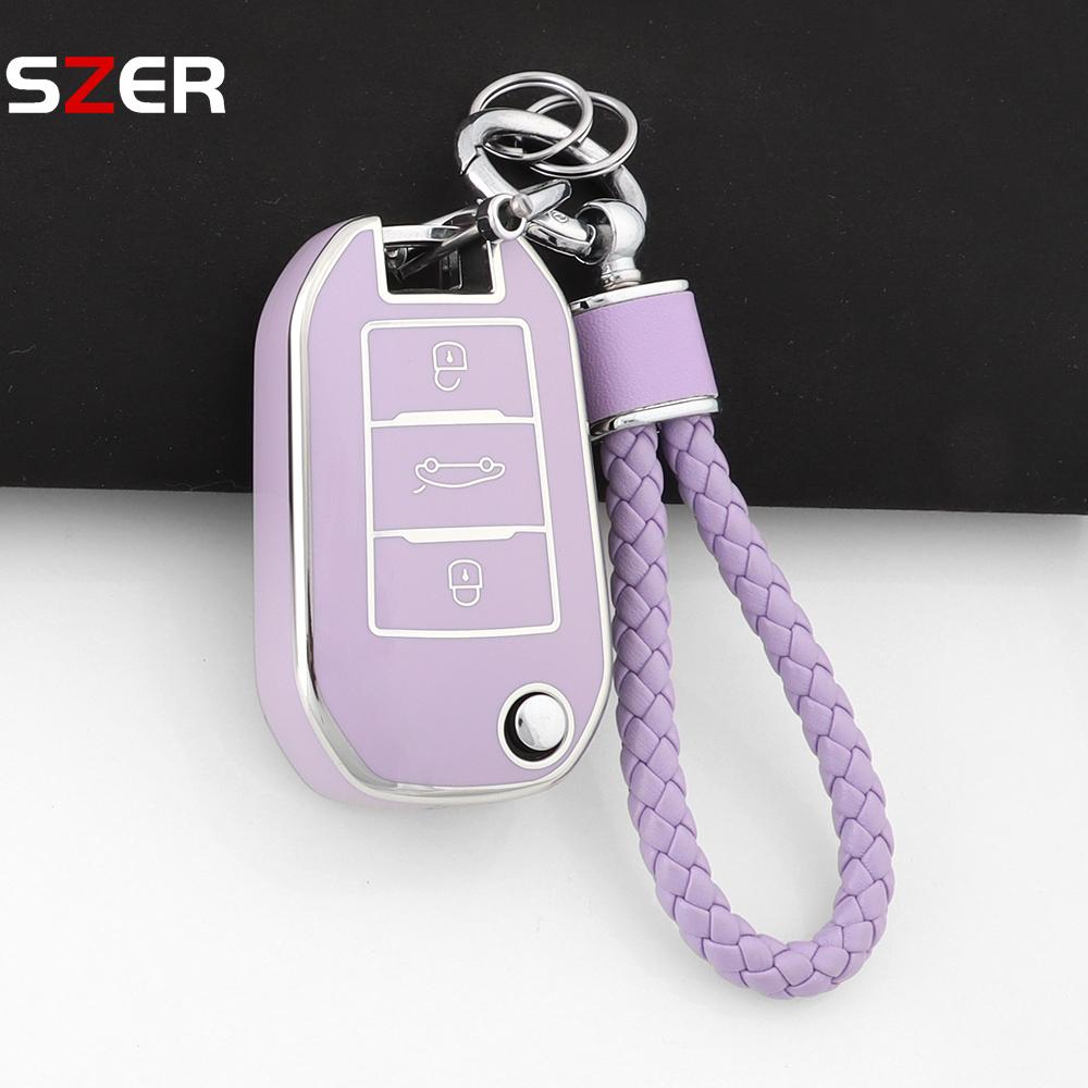 New Tpu Car Key Case Cover For Peugeot 208 308 408 508 2008 3008 4008 5008 For Citroen C3 C4 Cactus C6 C8 Protected Shell Fob