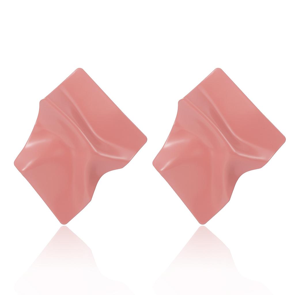 Light Luxury Irregular Metal Pleated Earrings Female, Candy Color Simple Temperament Geometric Large Stud Earrings Pendant