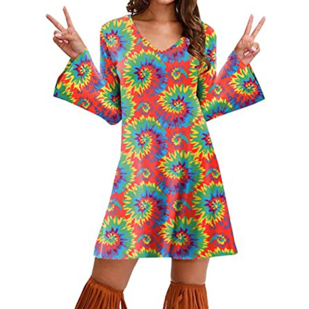 70s Hippie Halloween Printed Women's Dress