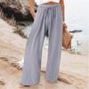 2023 Trendy Wide-Leg Elastic Waist Solid Color Casual Pants