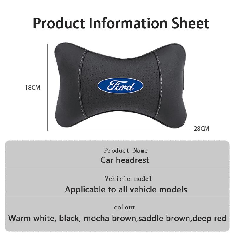 1Pcs Car Seat Memory Foam Headrest Auto Logo Neck Pillow For Ford S MAX Ranger Focus Fiesta Mondeo Kuga Mustang Escort KA C-Max
