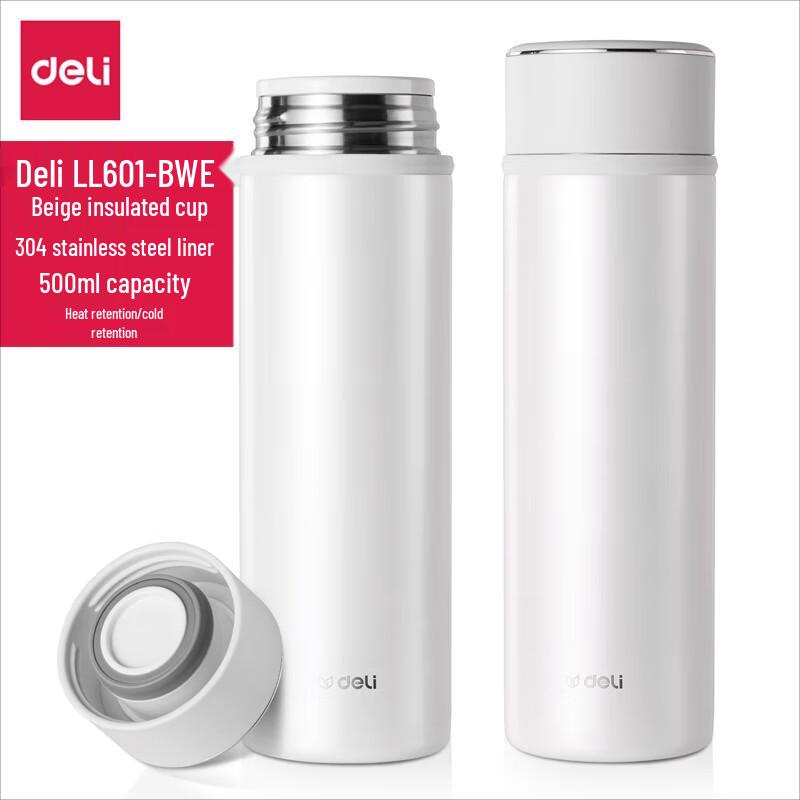 Deli LL601-BWE 500ml Stainless Steel Insulated Water Bottle