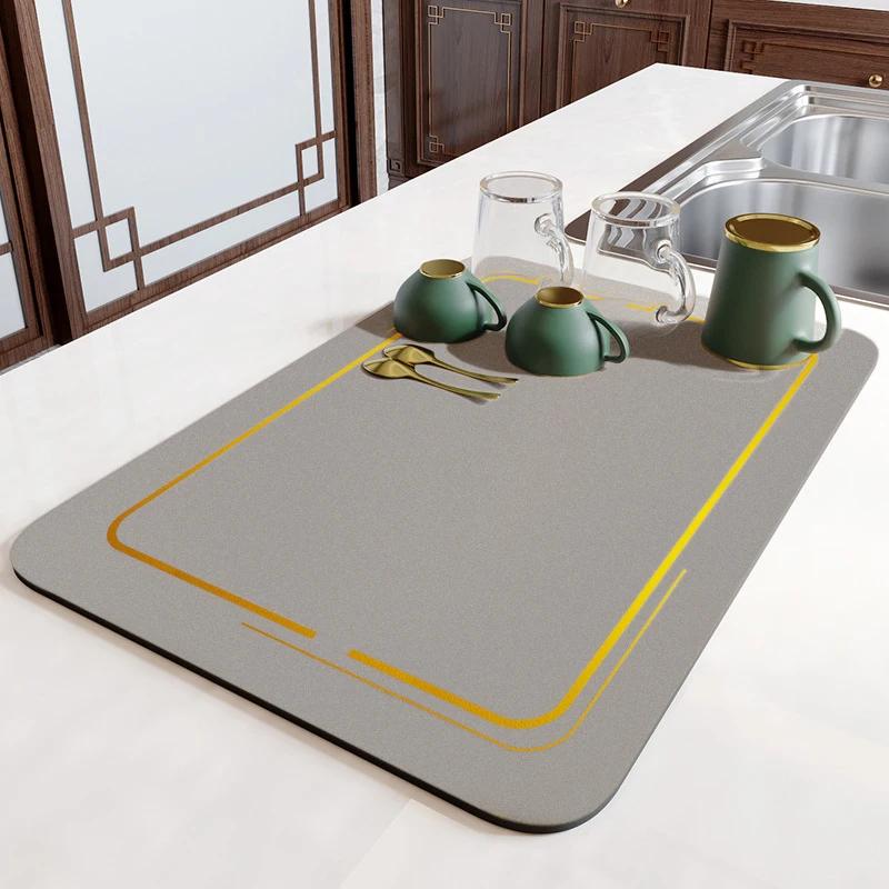 Kitchen Absorbent Draining Mat Super Absorbent Coffee Dish Large Drying Mat Quick Dry Bathroom Drain Pad Kitchen Faucet Placemat
