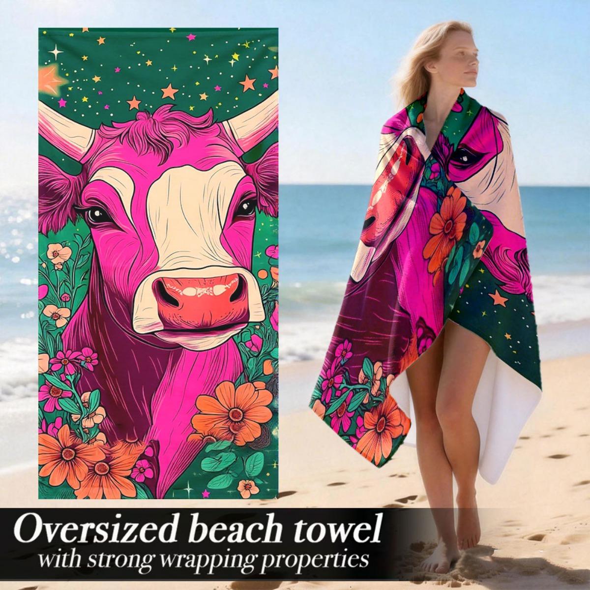 

Colorful Cow Art Oversized Beach Towel – Soft & Plush, Vibrant Floral Design, Perfect for Sports & Outdoor Use 90x180cm W30*H60(CM)