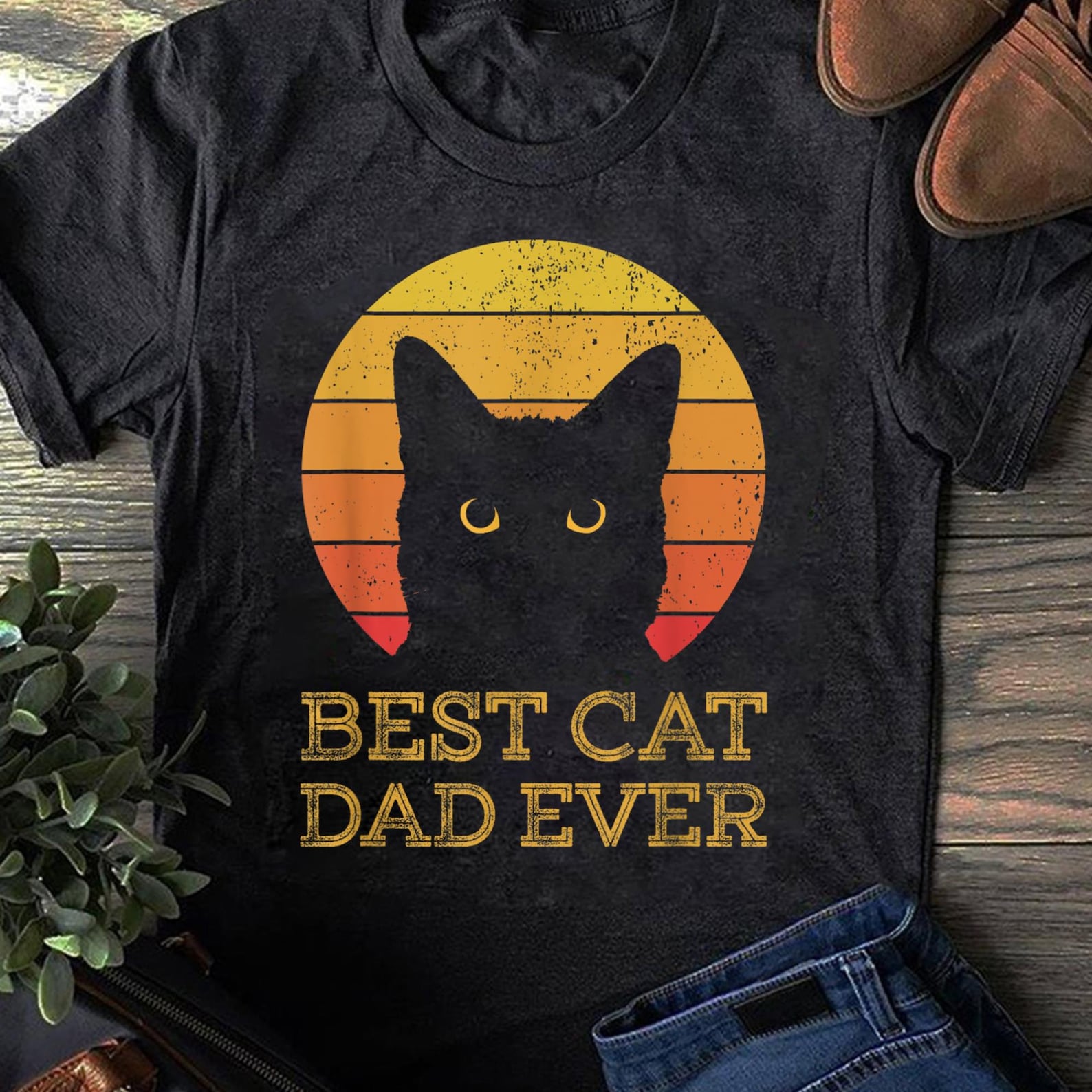 Best Cat Dad Ever Vintage Funny Cat Daddy Fathers Day T-Shirt - Cat Dad - Cat Lover Gift, Funny CaT-Shirt, Summer Shirt, Cool Cat, CaT-Shirt 3XL