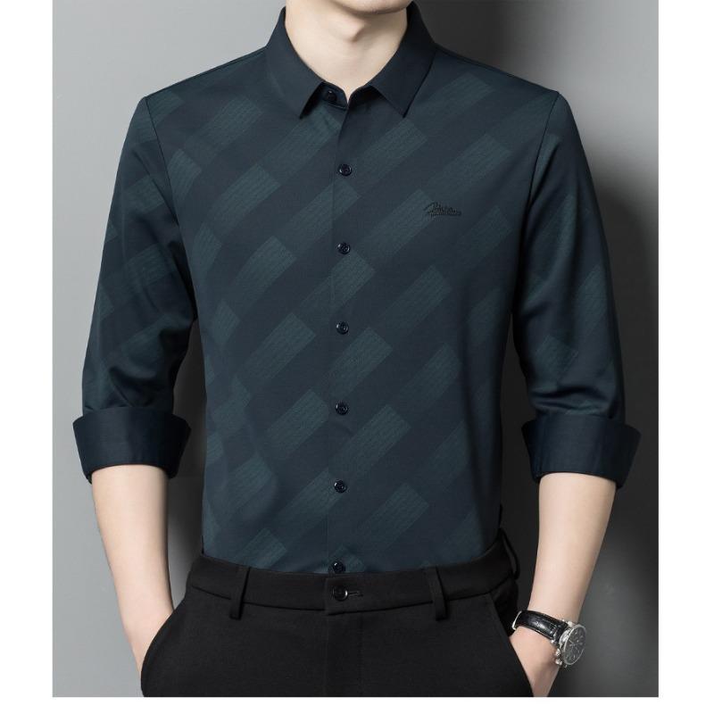

Весенние, осенние и зимние новые мужские рубашки с длинными рукавами для мужчин молодого и среднего возраста, повседневные деловые рубашки, модные рубашки с шерстяным принтом XXXXL синий