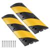 1000MM Rubber Speed Bump, 2 Pack, 2 Channel Heavy Duty Traffic Speed Hump, 9,979 kg/Axle Load Capacity, Cable Protector Ramp with Expansion Screws,