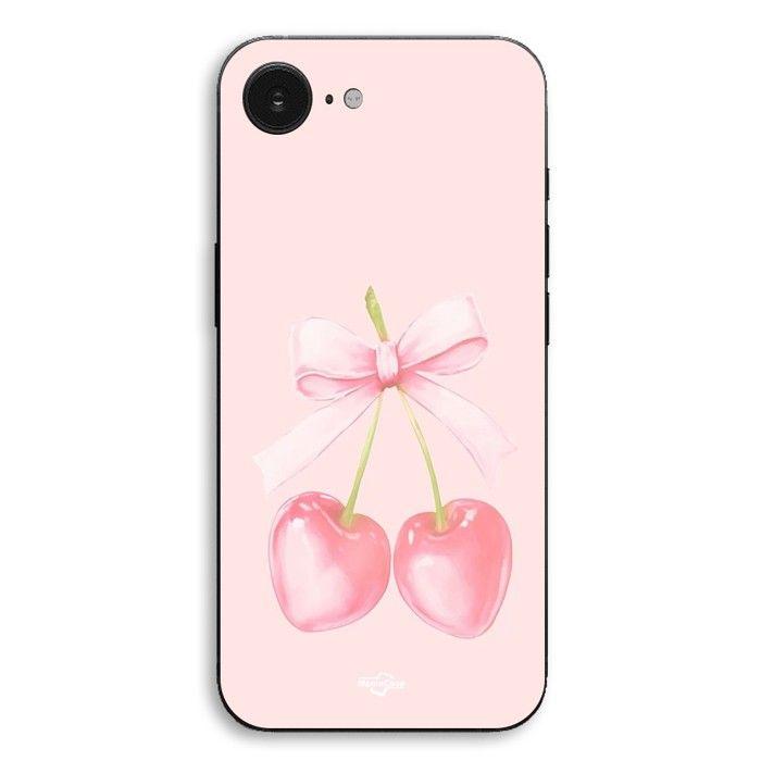 Coque de téléphone - MANIACASE - iPhone SE 2024 - Silicone TPU - Cerise noeud rose pastel - Souple