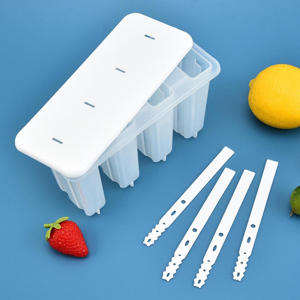 4 Jämn Popsicleform med Lock Form Glassform Popsicleformar DIY Glassform Hembakad Glass Popsicleform