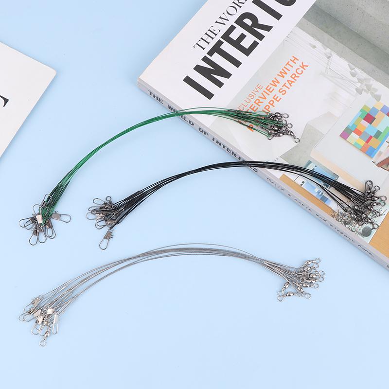 10Pcs 10/15/20/25/30Cm Anti-Bite Steel Wire Leash Lure Fishhook Line Trace Wire Leader With Swivel Fishing Lure Accessories