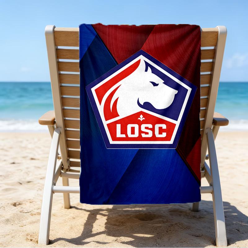 Olympique Football Crest Beach Towel - Soft, Absorbent Microfiber, Lightweight, Ideal for The Beach, Parties, Travel, Camping Fan Gifts