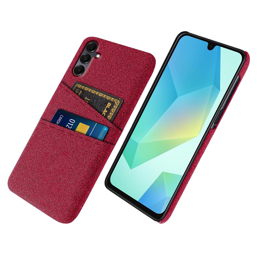 

For Samsung Galaxy A16 4G/5G Case Cloth + Hard PC Phone Cover with Dual Card Slots - Red B
