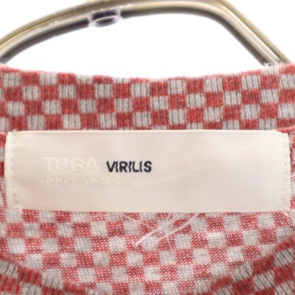 TOGA VIRILIS Long sleeve T-shirt 44 Gray x Red x Blue Men's Used
