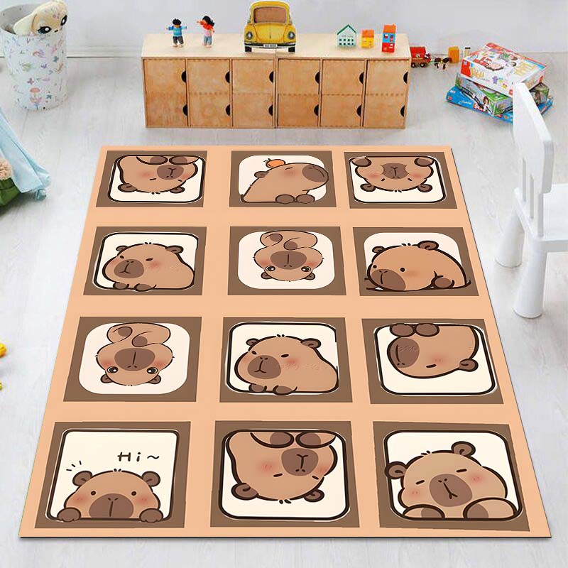 New Cute Capybara Cartoon Print Rug Carpets for Bedroom Living Room Sofa Mat Door Mat Dressing Room Rugs for Gifts