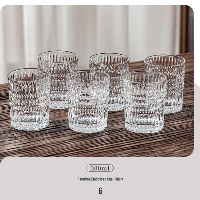 Qīwēi Premium Embossed Glass Beverage Cup Set