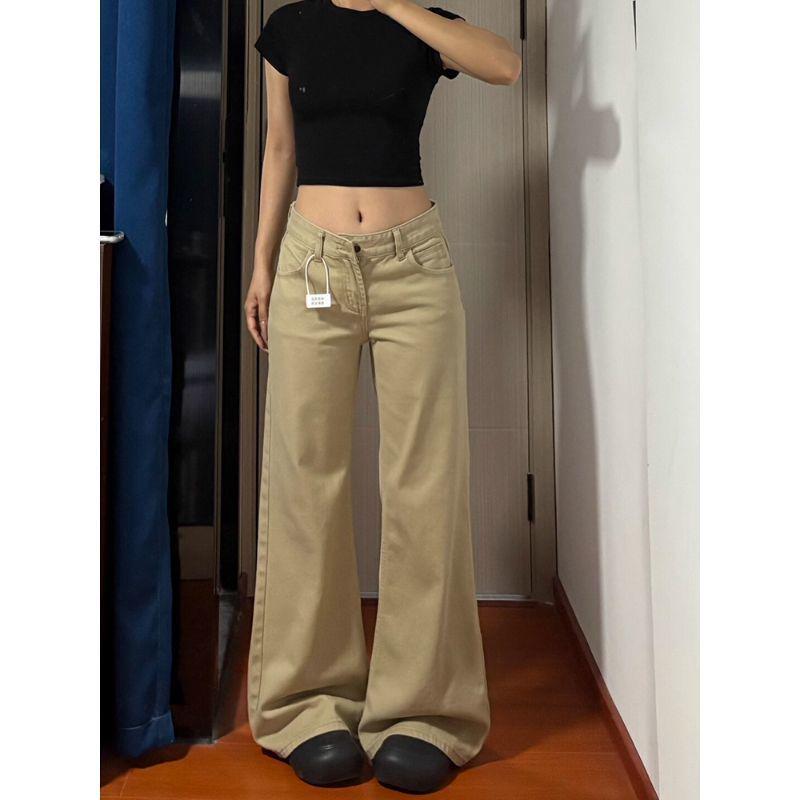 2025 Women's Low-Waist Wide-Leg Flare Jeans - White Retro Style