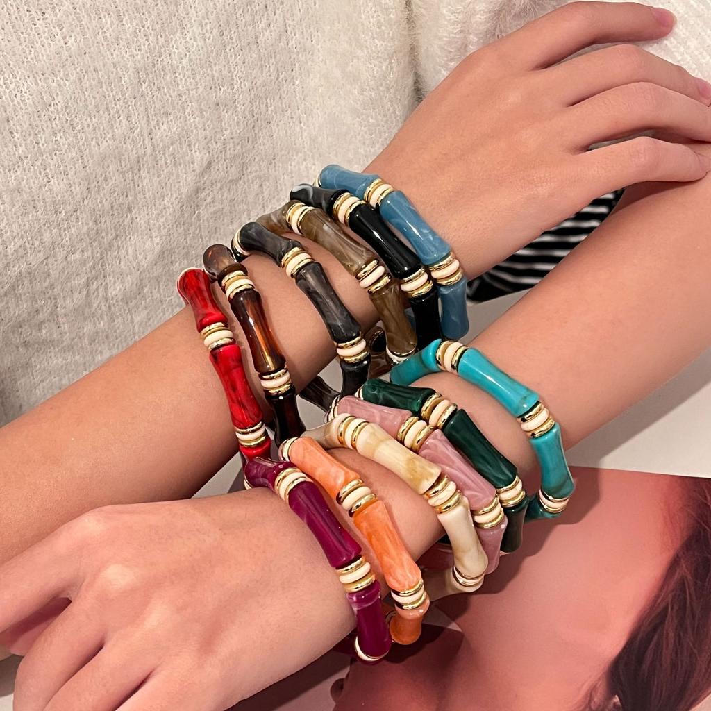 Color Smudging Elbow Joint Elevation Bracelet Bamboo Design Sense Simple Personality Medium Antique Bracelet