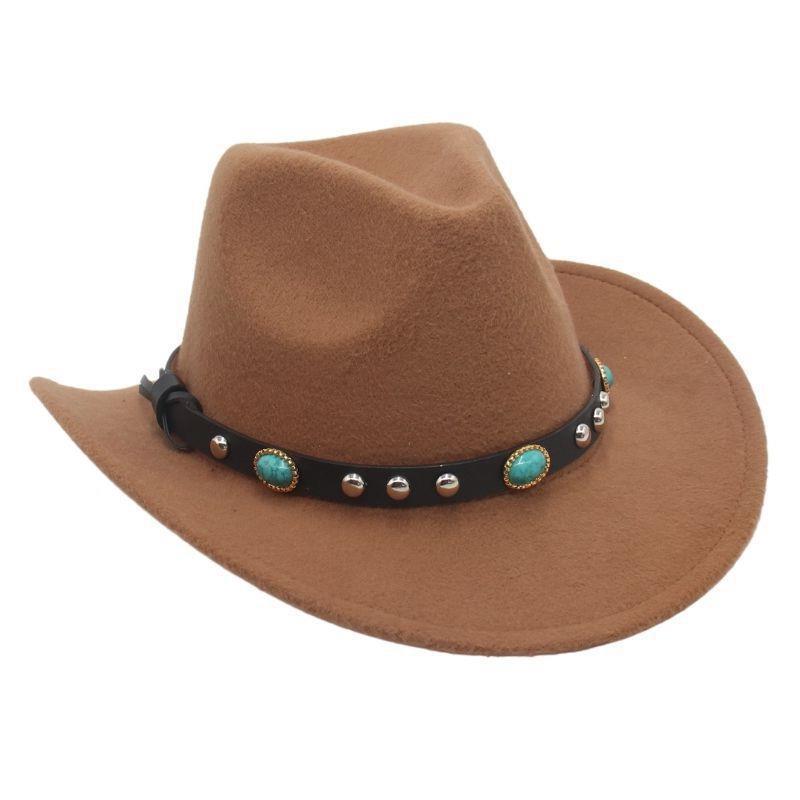 Riveted Western Cowboy Felt Fedora Hat