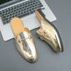 Luxury Designer Brand Men Leather Half Slippers Loafers Shoes Summer Breathable Men Casual Shoes Fashion Slides Loafers Slippers