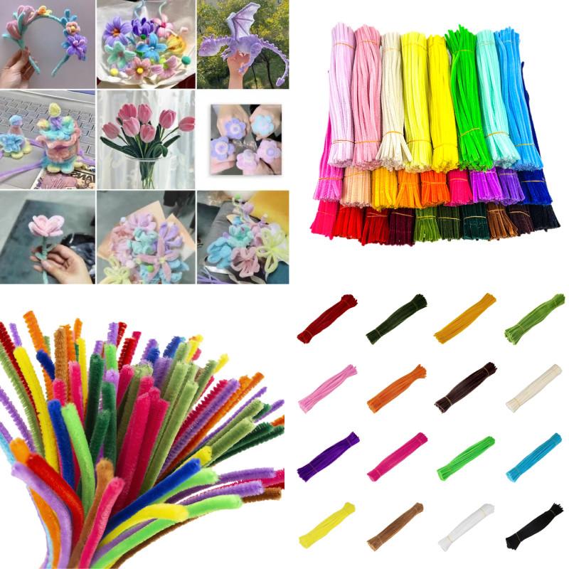 Pcs 100 Colorful Plush Root Twisting Rod Soft Felt Wire Strips Diy Decorations