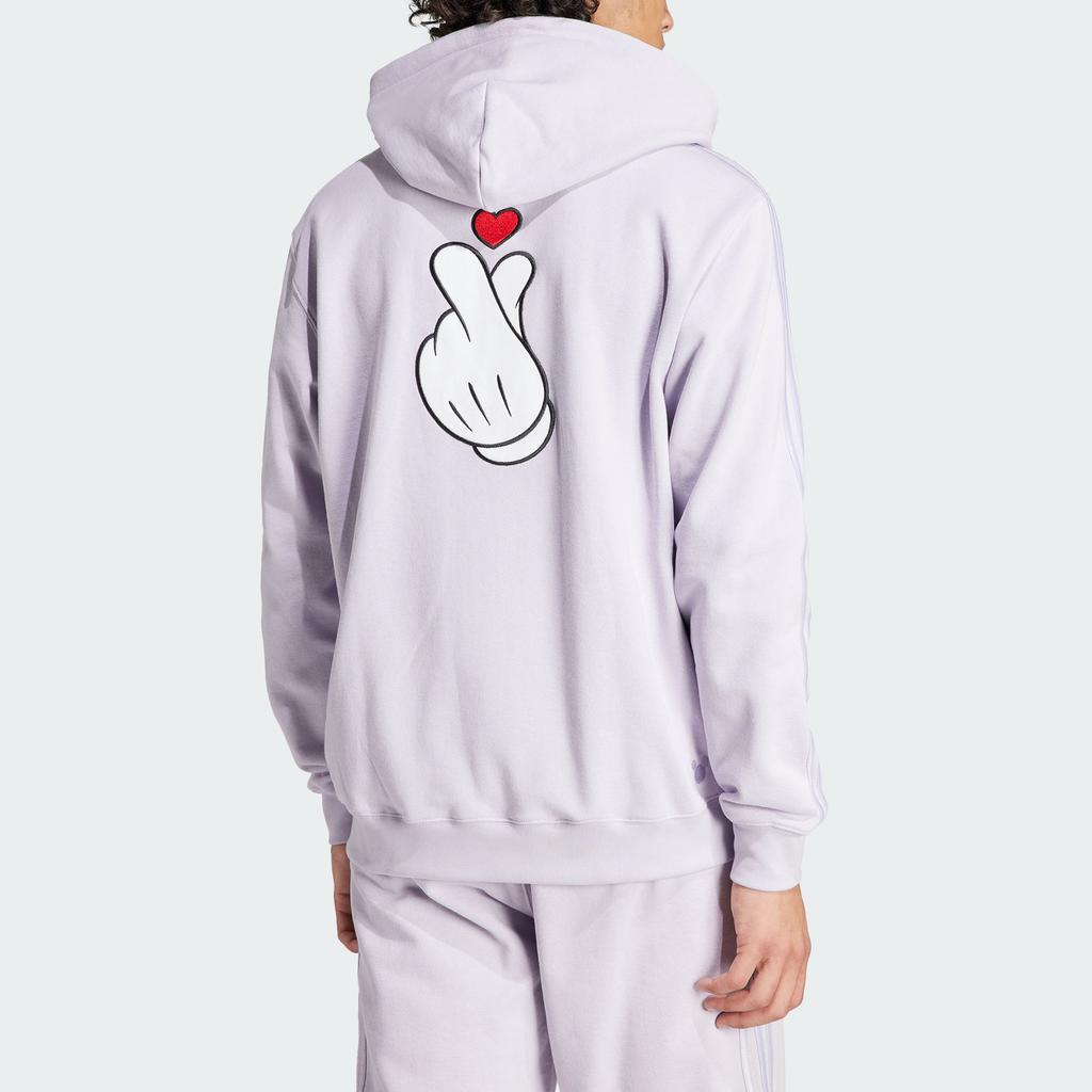 Adidas Originals X Mickey Mouse Co-Branded SS24 Glove Pattern Hoodie With Three Stripes Men Hoodie Silver IY2273