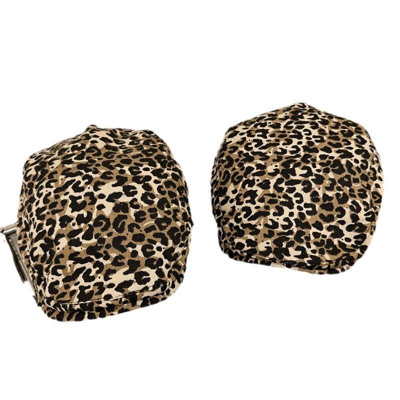 Leopard print Spice Girl High Sense Female Abbie Advance Painter's Hat Show Face Cow Pattern Maillard Newsboy Hat Spring and Autumn