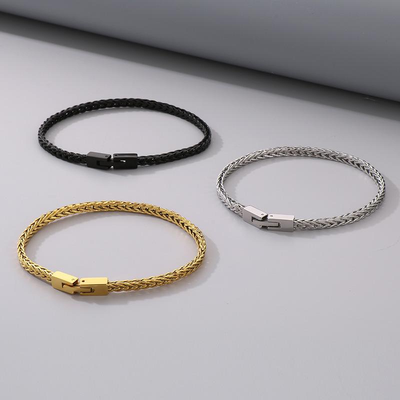 Keel Chain Bracelet, Hip Hop Street Stainless Steel Jewelry Buckle Encrypted Chain Men s Suit Jewelry Steel color