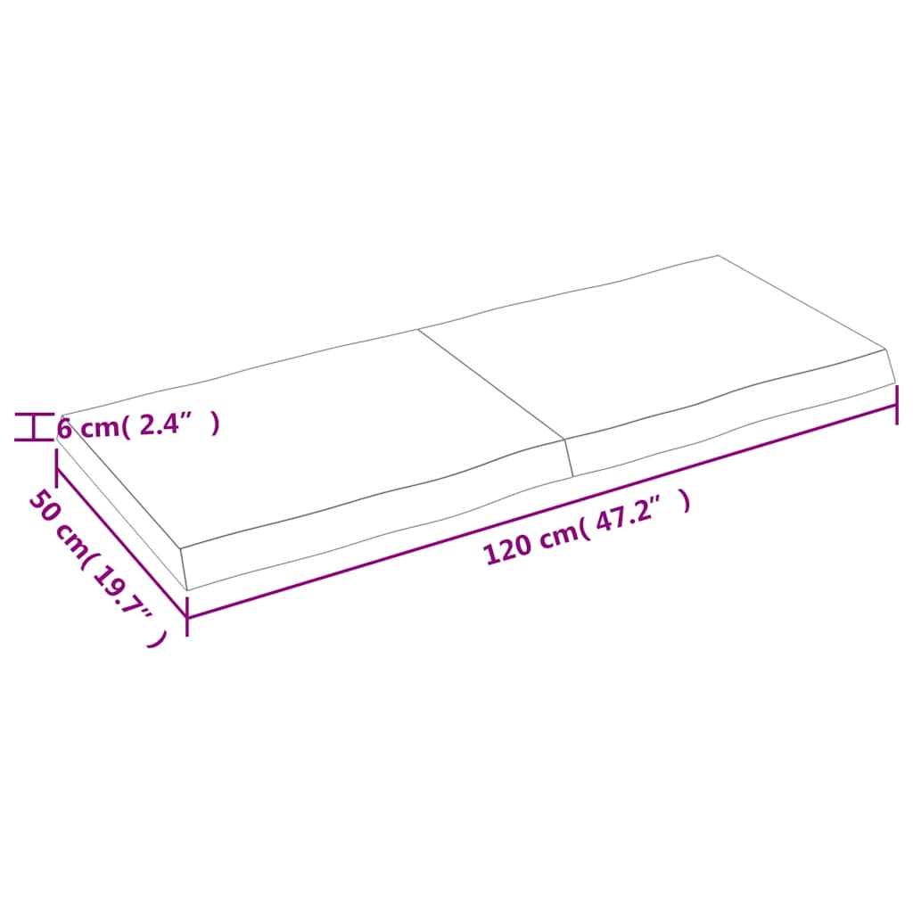 Tabletop 120x50x(2 6) cm Solid Wood Treated Live Edge
