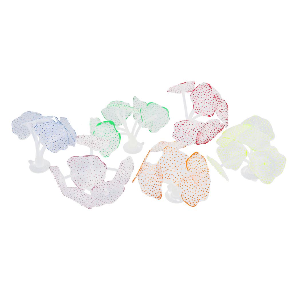 6Pcs Artificial Coral Silicone Fluorescent Mushroom Coral Decoration Aquarium Fish Tank Ornament