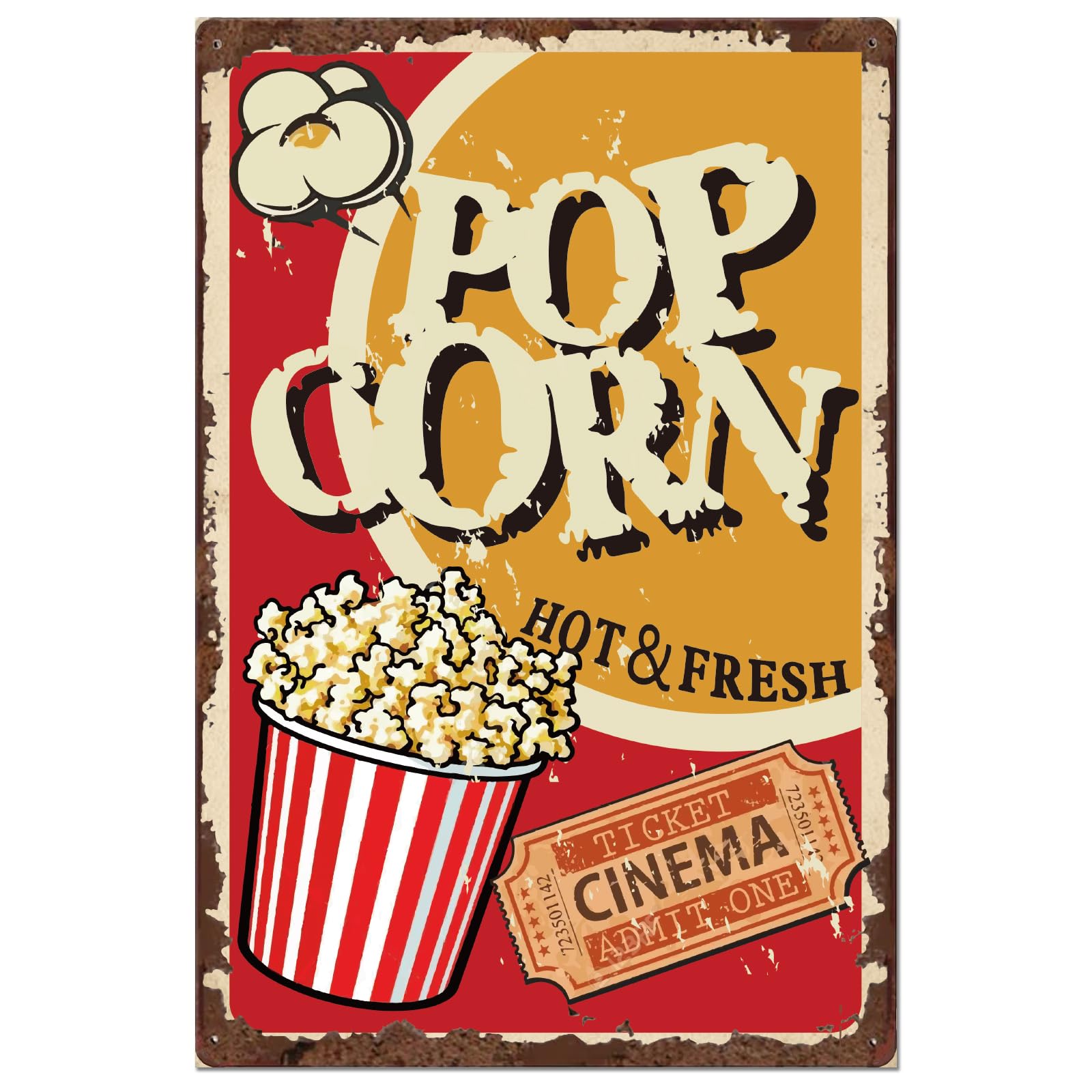 

SUPERDANT Popcorn Tin Shop Retro Metal Americana Vintage Tin Metal Original Wall Funny Wall Wall Farm Bar Fence Outdoor General Goods Iron 20x30cm