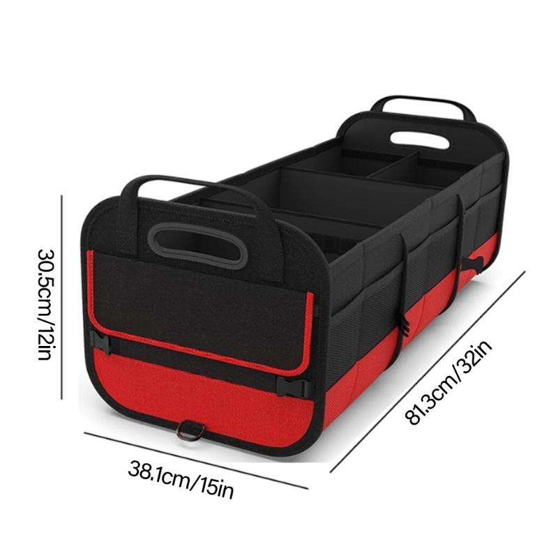 Car Storage Box Car Trunk Organizer Collapsible Automotive SUV Cargo Storage Tool with Mesh Pocket Multiple Compartment